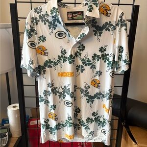 Reyn Spooner White and Green Packers Polo Shirt